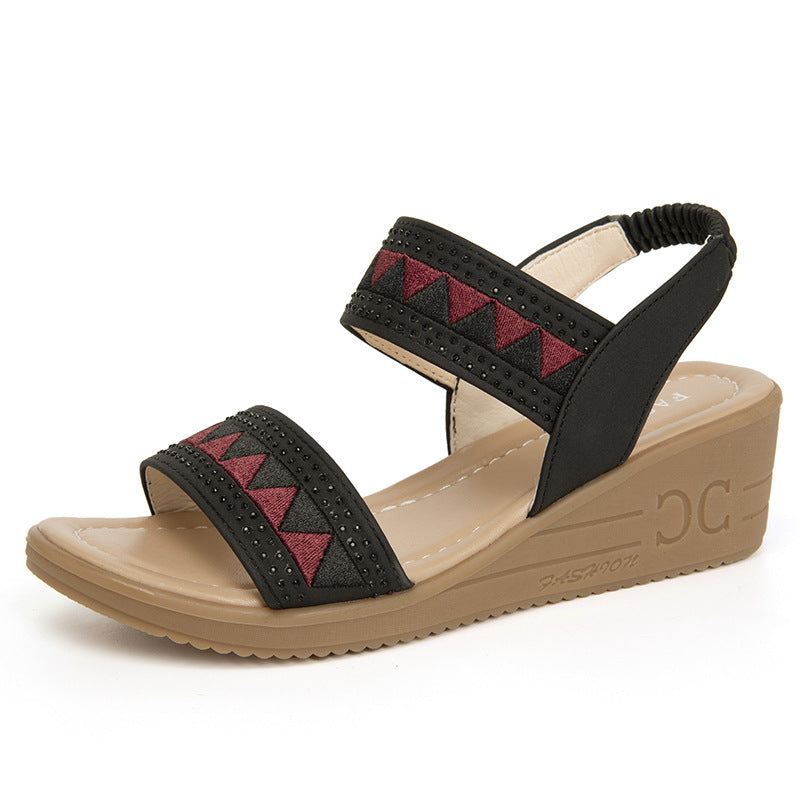 Damen Wedge-Sandalen mit dekorativem Riemendesign und komfortablem Fußbett R&B