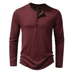 Herren Langarm-Henley-Shirt aus hochwertiger Baumwolle mit modernem Schnitt