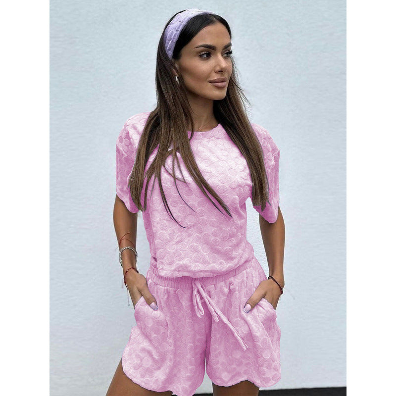 Damen Sportliches Zweiteiliges Set mit luftigen Shorts und T-Shirt R&B