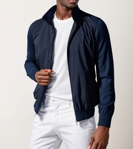 Herren modische Leichtjacke mit Stehkragen und praktischen Taschen R&B