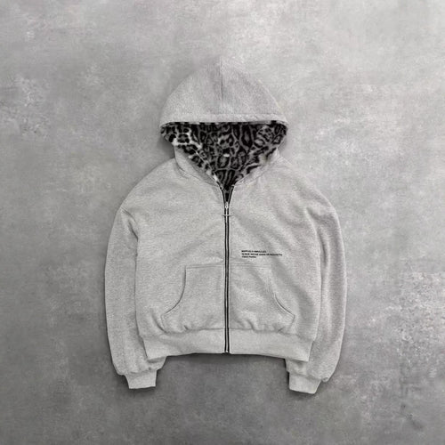 Unisex nan gefütterte Kapuzenjacke kurz geschnitten mit Kreuz-Reißverschluss R&B
