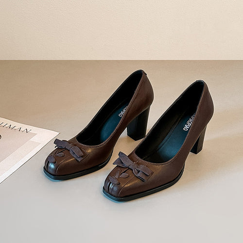 Damen Elegante Pumps mit modischem Schleifenakzent und blockiertem Absatz R&B