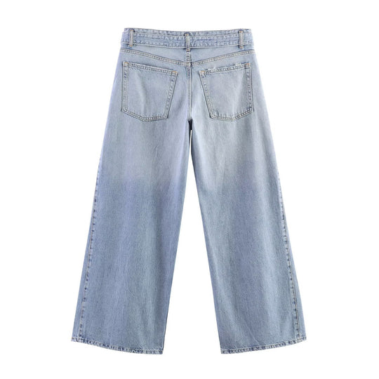 Damen weite Jeans im modernen Schnitt mit hohen Seitenöffnungen R&B