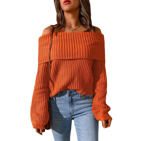 Damen Off-Shoulder Strickpullover R&B