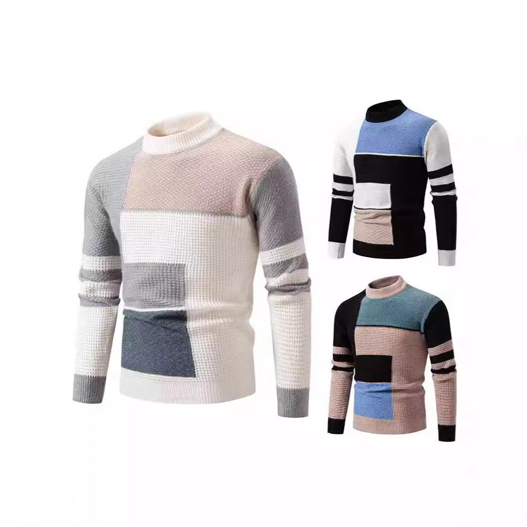 Herren Strukturierter Pullover mit modernem Farbblockdesign