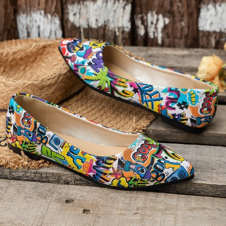 Damen Ballerinas mit buntem, grafischem Muster und bequemer Sohle R&B