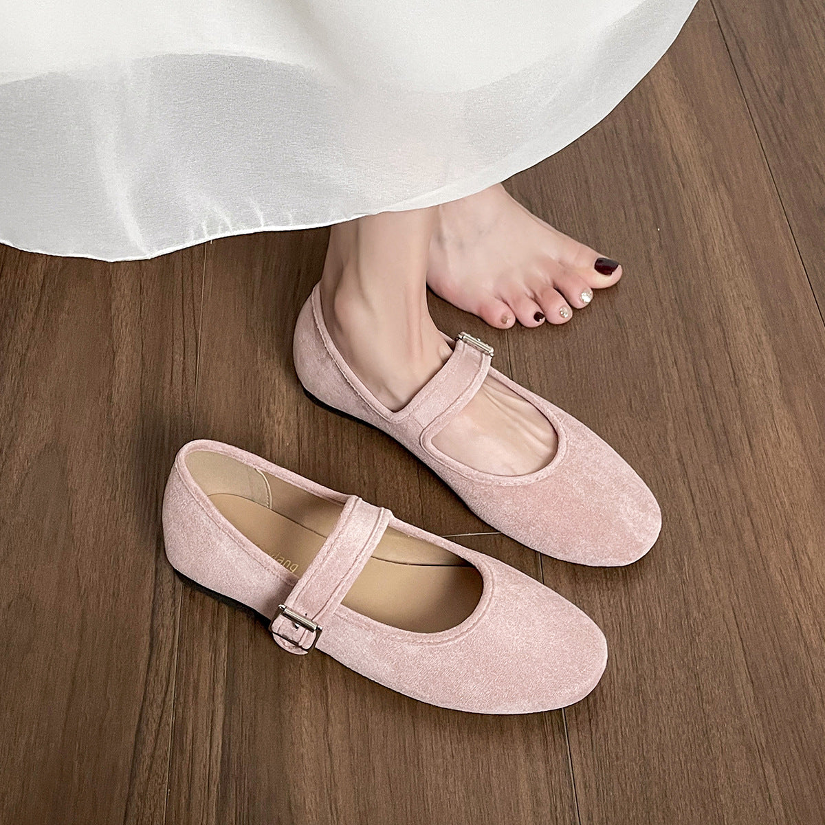 Damen Ballerinas mit modischem Riemchen und eleganter Schnallenverzierung
