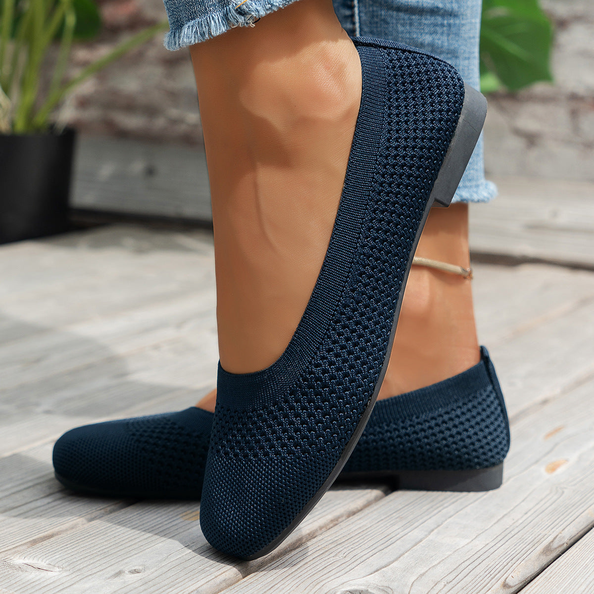 Damen Stylish und bequeme Ballerinas mit elastischem Obermaterial R&B