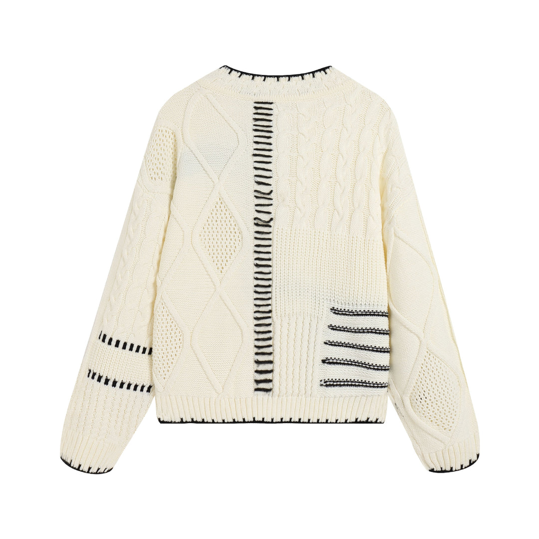 Damen lässiger Strickpullover mit grafischem Muster R&B