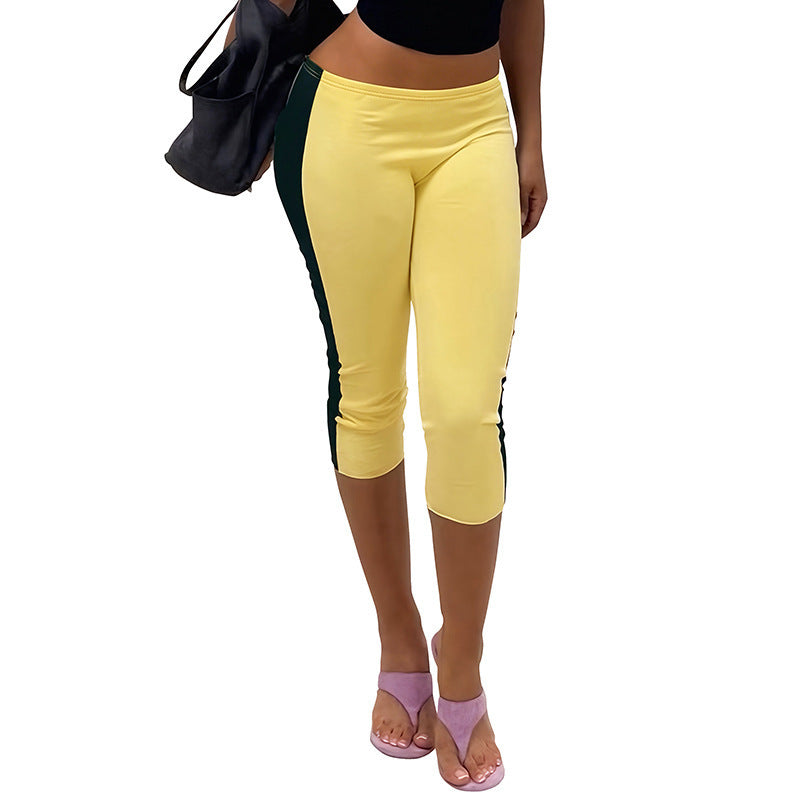 Damen Sportliche 3/4-Leggings mit seitlichen Kontraststreifen R&B