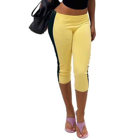 Damen Sportliche 3/4-Leggings mit seitlichen Kontraststreifen R&B