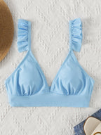 Damen Triangel-Bikinioberteil mit verspielten Rüschendetails