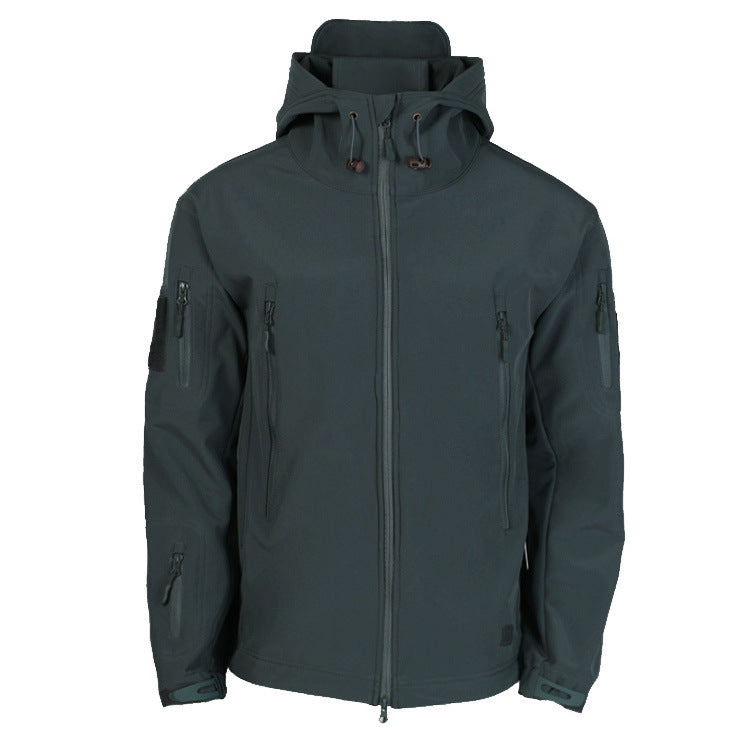 Herren technische Softshell-Jacke mit multifunktionalen Taschen und verstellbarem Kapuzensystem R&B