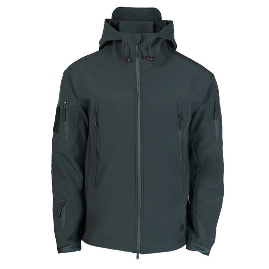 Herren technische Softshell-Jacke mit multifunktionalen Taschen und verstellbarem Kapuzensystem R&B