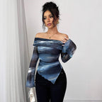 Damen Elegante und figurbetonte Bluse mit Off-Shoulder-Design R&B