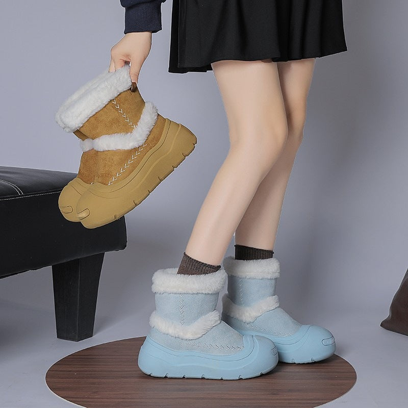 Damen Winterstiefel mit wärmendem Kunstfellkragen und rutschfester Sohle R&B