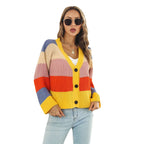 Damen Grobstrickjacke mit knopfdetails und modischem Farbspiel R&B