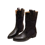 Damen Stiefeletten im Cowboy-Stil mit einzigartigem Design und kompaktem Absatz R&B