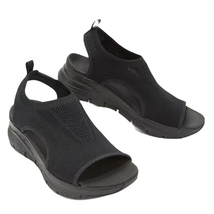 Damen sportliche Sandalen mit atmungsaktivem Strick-Obermaterial R&B