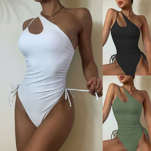 Damen Einseitiger Badeanzug mit stylishem Cut-Out und verstellbaren Schnürdetails R&B