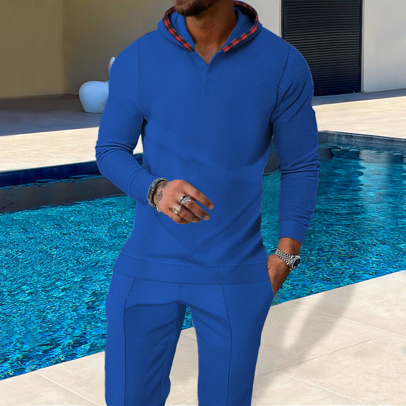 Herren Sportlicher Hoodie mit Karodetails und passtgenauen Jogginghose R&B