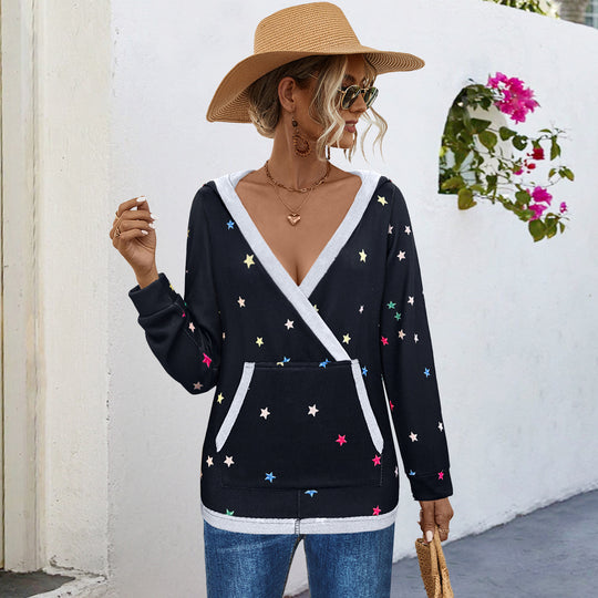 Damen Kapuzensweater mit farbenfrohem Sternemuster R&B