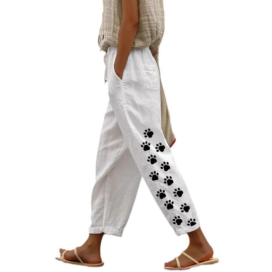 Damen Freizeithose mit tierischem Pfotenmotiv R&B