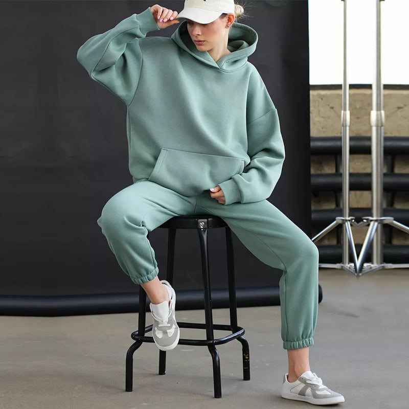 Damen Lässiger Kapuzenanzug mit weitem Schnitt und praktischen Taschen R&B
