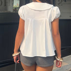 Damen Bluse mit raffinierter Knopfleiste und verspielten Puffärmeln R&B