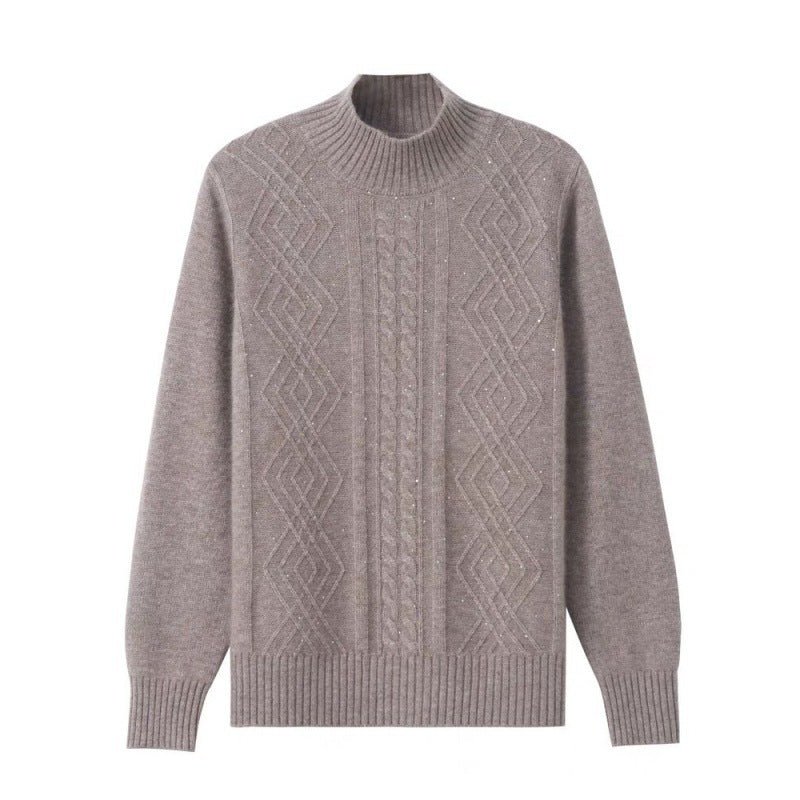Damen Strickpullover mit Rippenstruktur und hochgeschlossenem Kragen R&B