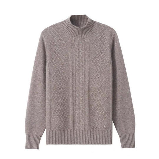 Damen Strickpullover mit Rippenstruktur und hochgeschlossenem Kragen R&B
