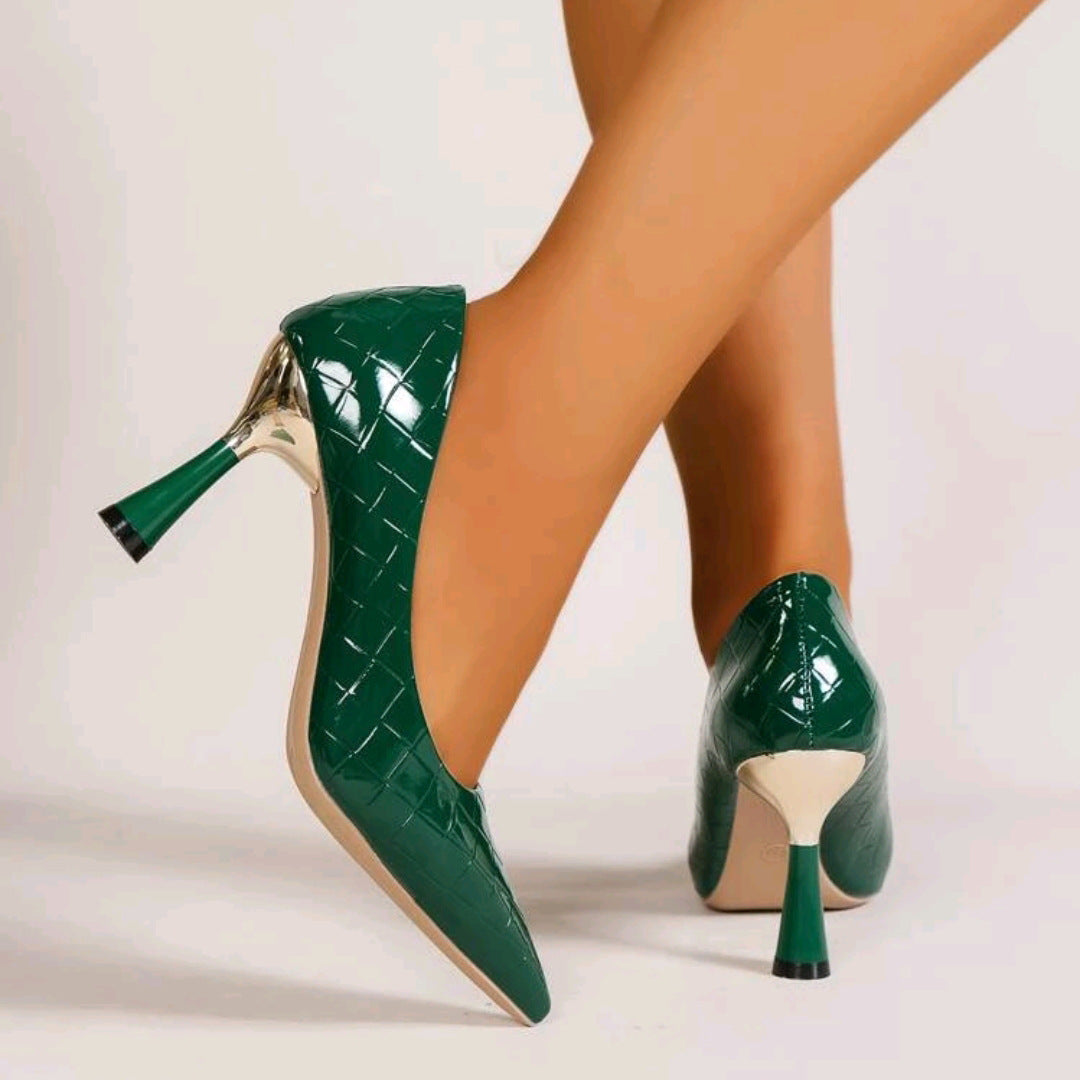Damen elegante High Heel Pumps mit modernem Blockabsatz R&B