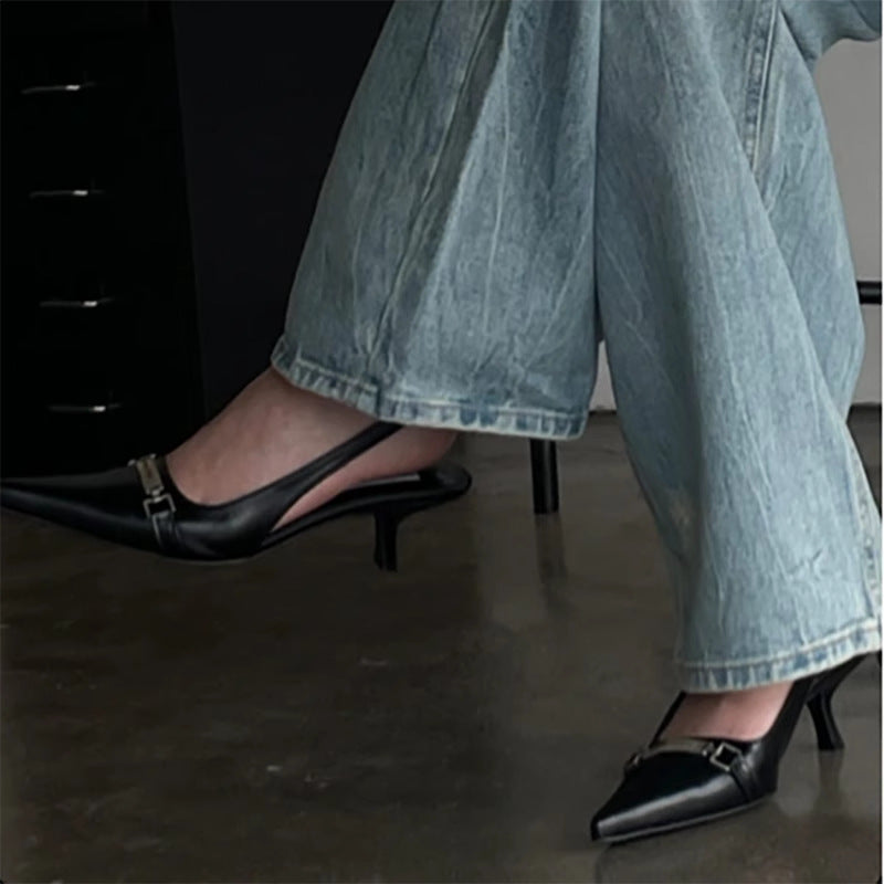 Damen Slingback Pumps mit zierlicher Schnallenverzierung R&B
