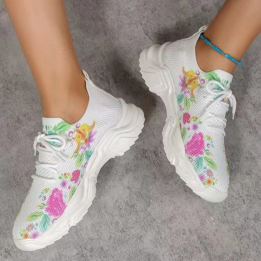 Damen Sportliche Sneaker mit floralem Muster und atmungsaktivem Obermaterial R&B