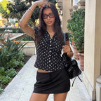 Damen Polka-Dots Bluse mit raffiniertem Knopfdesign R&B
