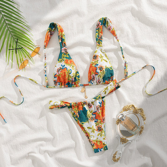 Damen Triangel-Bikini mit floralen Mustern R&B