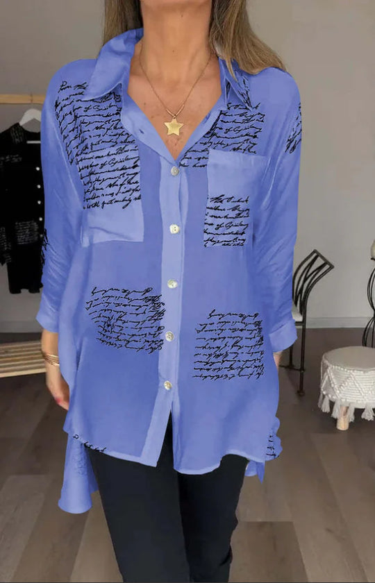 Damen Bluse mit modernem Schreibdesign und lockerer Passform R&B