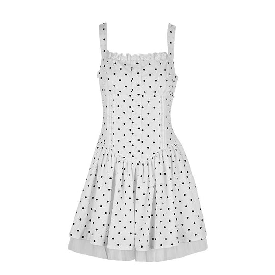 Damen Sommerliches Kleid mit schwingendem Rock und Punktmuster R&B