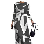 Damen Langarm Kleid mit grafischem Design und elegantem Schnitt R&B