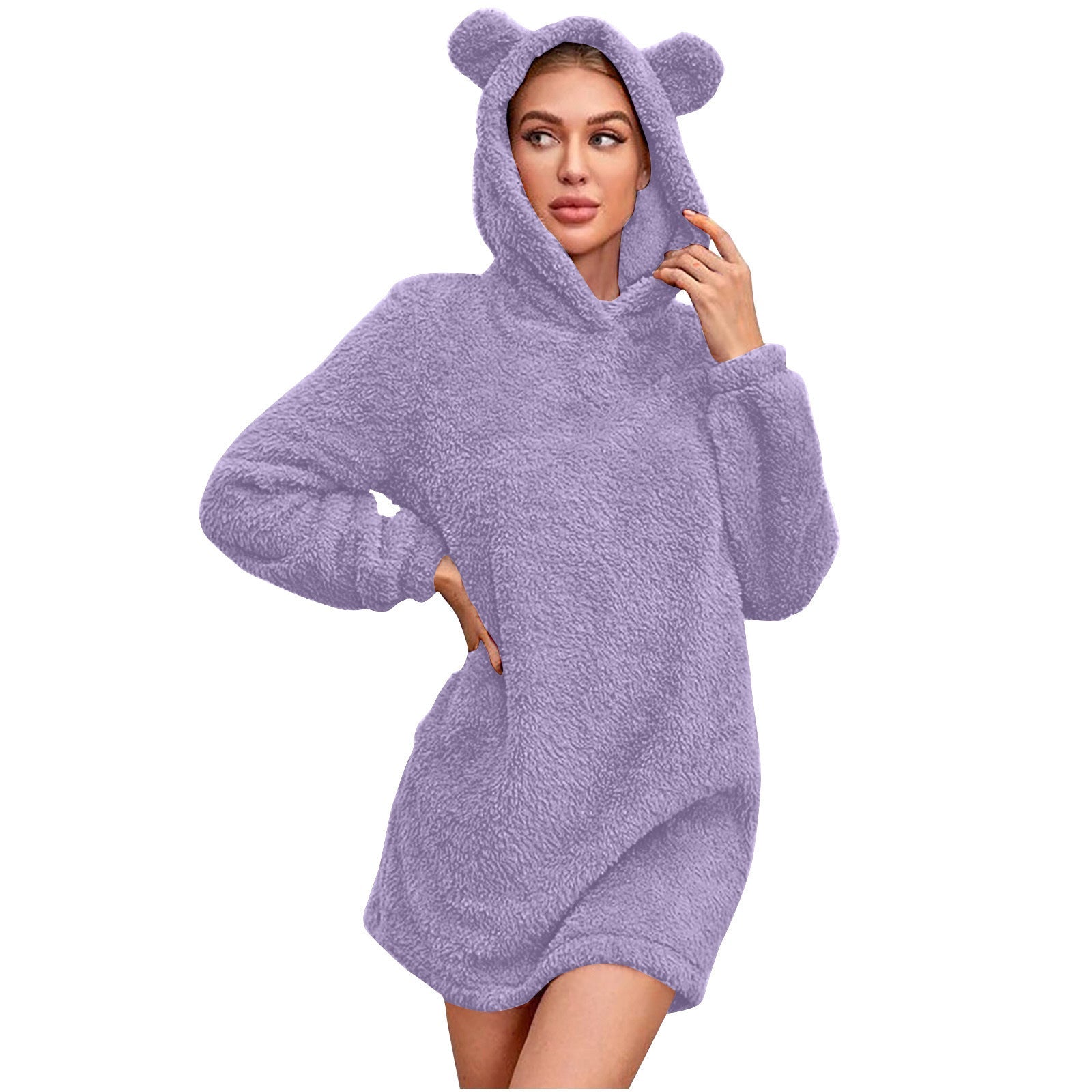 Damen Kuscheliger Hoodie mit Bärenohren R&B