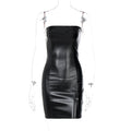 Damen Schickes Leder-Minikleid mit verstellbaren Trägern R&B