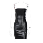 Damen Schickes Leder-Minikleid mit verstellbaren Trägern R&B