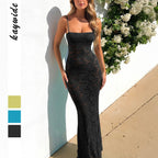Damen Spitzen Maxikleid mit schmalen Trägern und elegantem Schnitt R&B