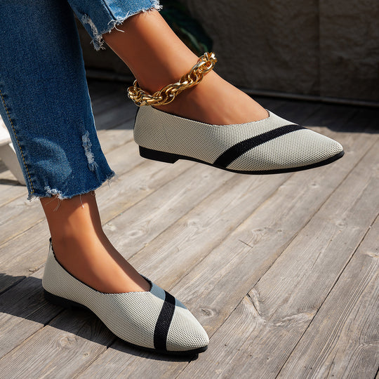 Damen spitze Sneaker mit luftiger Mesh-Oberfläche und modischen Riemen R&B