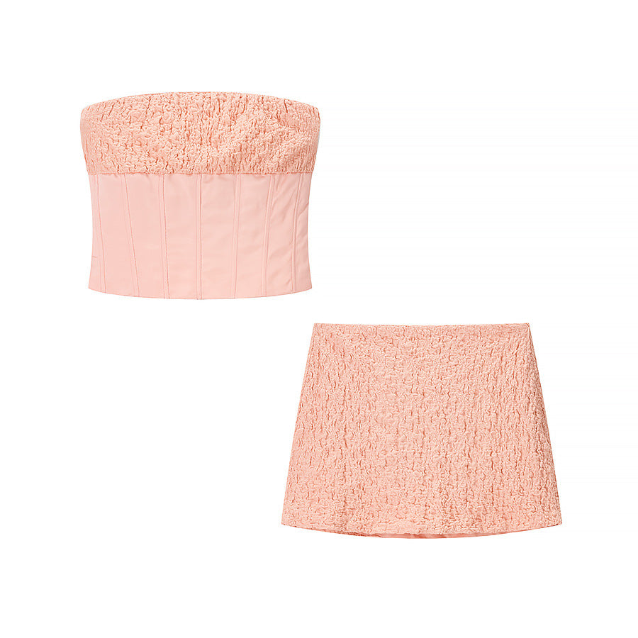 Damen Crop-Top und Miniröcke-Set mit elegantem Rüschenstil R&B