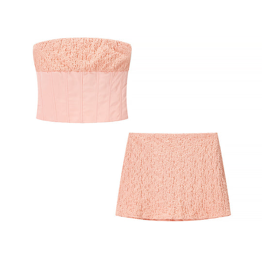 Damen Crop-Top und Miniröcke-Set mit elegantem Rüschenstil R&B