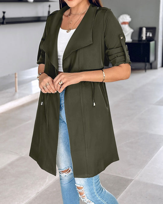 Damen Modische Trenchjacke mit lässigem Schnitt und praktischen Taschen R&B