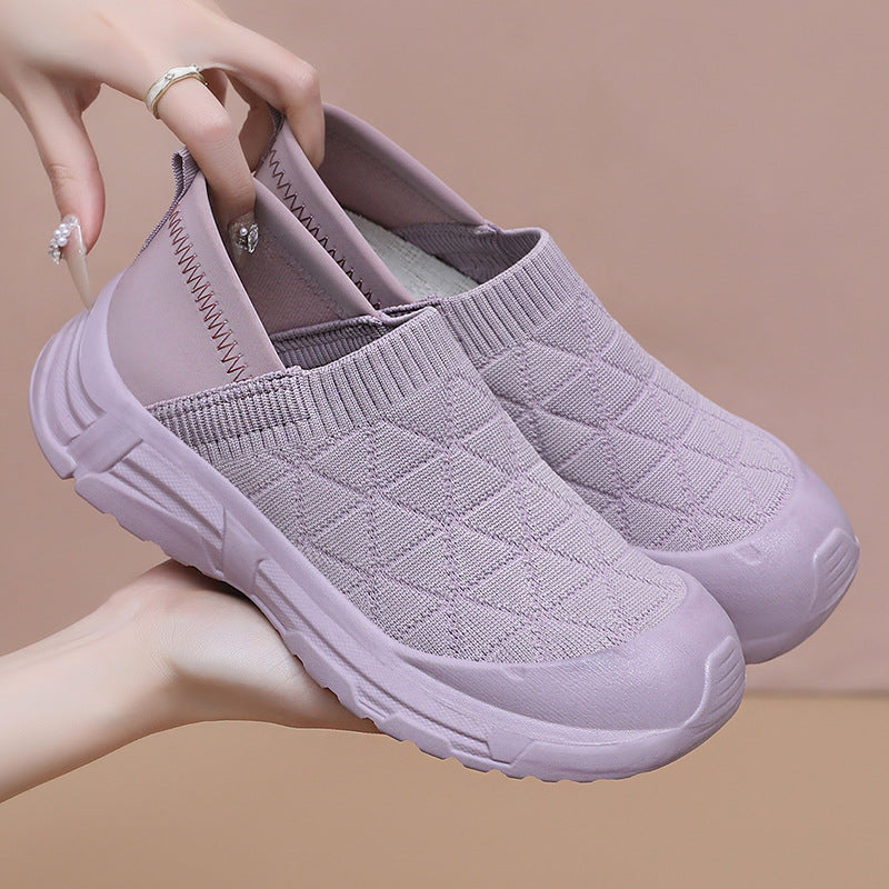Damen Slip-On Freizeitschuhe mit elastischem Strickoberteil und rutschfester Sohle R&B