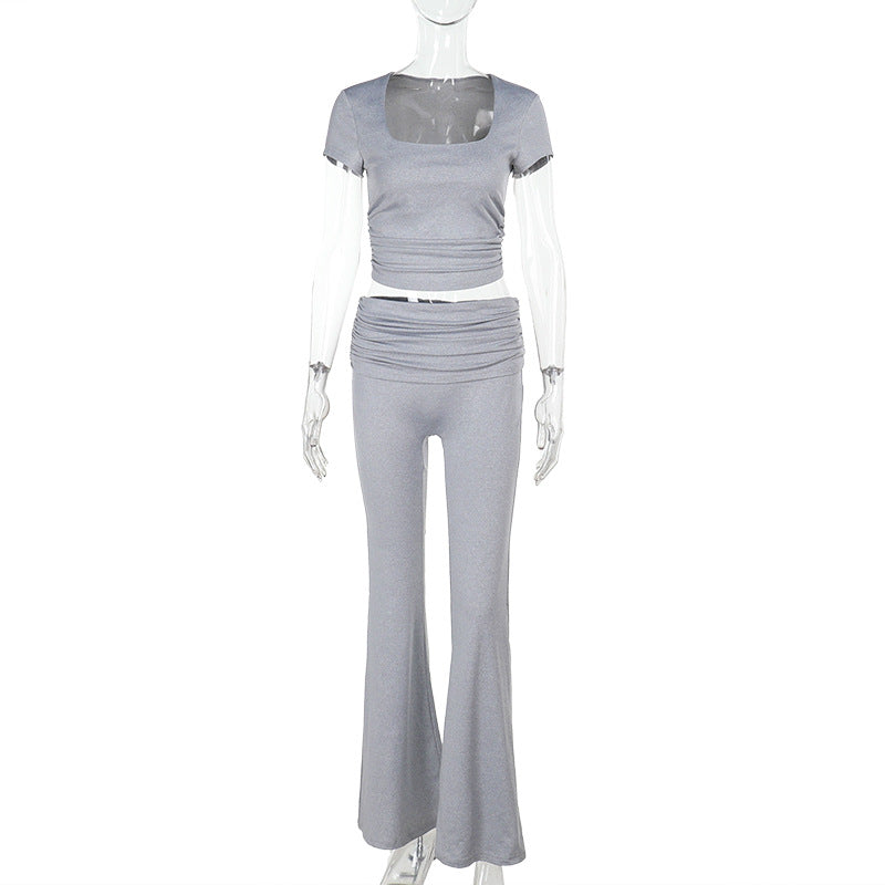 Damen figurbetonte Bluse mit Rüschendetails und Schnürung R&B