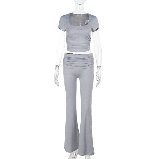 Damen figurbetonte Bluse mit Rüschendetails und Schnürung R&B